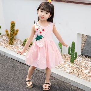 Strawberry Summer Dress for little Girls. Size 80. Pink/salmon. New